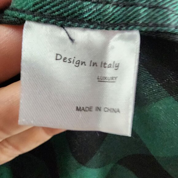 Design in Italy Shirt Mens 2XL Green Plaid Flannel Long Sleeve Button Up *GUC* - Picture 3 of 9